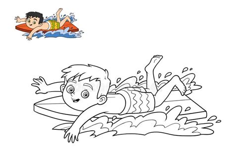 Livro Para Colorir Menino Do Surfista Ilustração Stock Ilustração de livro oceano