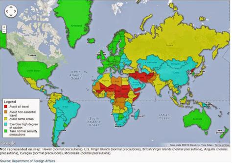 Maps Of The World`s Most Dangerous Countries Free Printable Maps