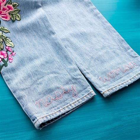 add feminist flair to these diy embroidered jeans brit co