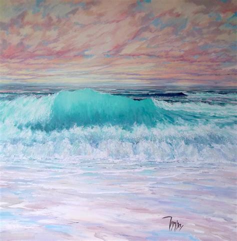 Tom Barron Sunset Breakers And Shore Seascape Oil Painting Modern