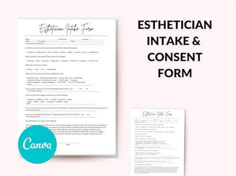 Editable Esthetician Intake Form Client Intake Form Facial Etsy