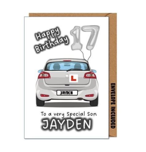 Personalised 17th Birthday Learner Car Card Daughter Son Grandson