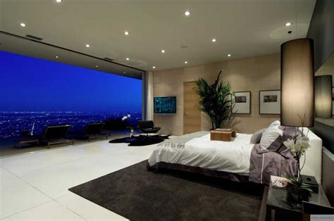 Spectacular Bedroom City View On The Night Interior Design Ideas