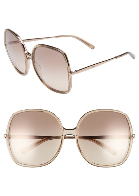 Chloé Chloé 62mm Oversized Gradient Lens Square Sunglasses Sunglasses