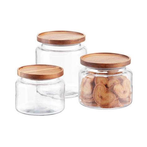 Anchor Hocking Set Of 3 Montana Jars With Acacia Wood Lids Wayfairca