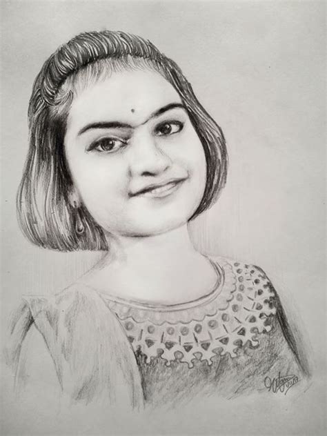 Girl S Portrait Pencil Sketch Portrait Traditional Artwork Girl