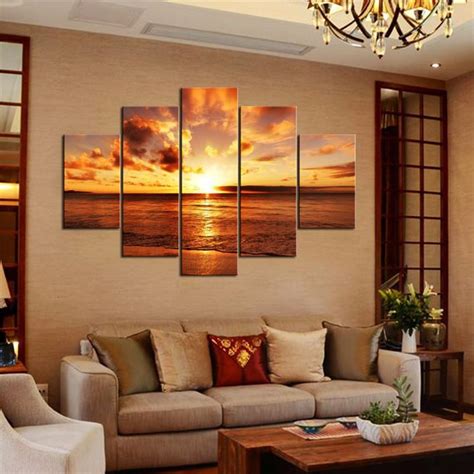 The Horizon Nature 5 Panel Canvas Art Wall Decor Canvas Storm