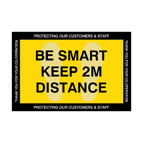 Be Smart Keep 2m Distance Floor Vinyl Sticker Safety Uk