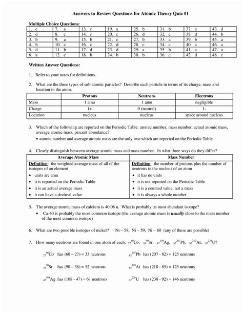 The word atom comes from a greek word that means indivisible. Atomic Structure Worksheet Answers Chemistry A Study Of ...