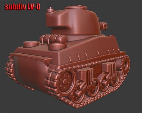 3d Model Mini Sherman Tank Vr Ar Low Poly Rigged Cgtrader