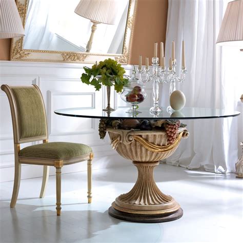 Furniture in gilded metal equipped with two shelves of good utility and service. Statement Round Glass Classic Italian Baroque Reproduction Dining Table in 2020 | Dining table ...