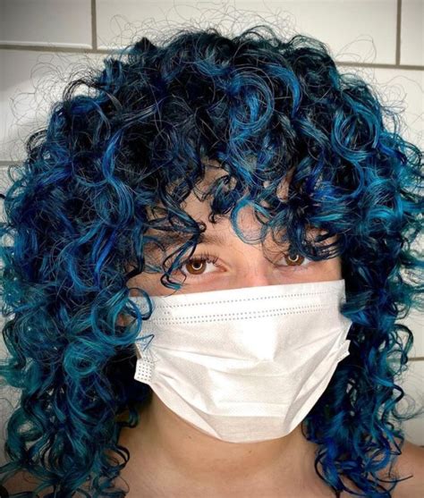 Curly Blue Hair Colored Curly Hair Curly Hair Up Blue Hair
