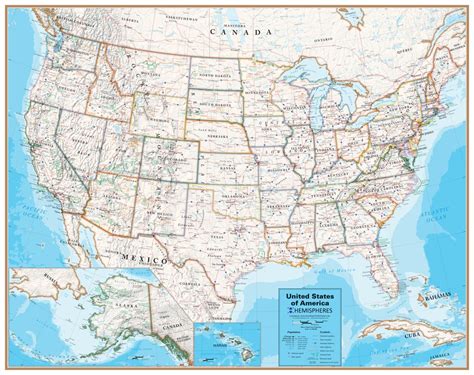 Hemispheres Contemporary Series Usa Wall Map Laminated Edition By