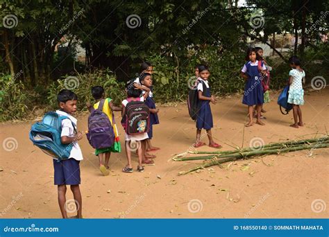 Village Children In India Going To School In The Morning Editorial