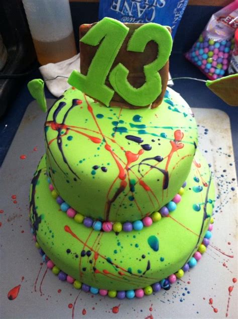 Briannas 13th Birthday Splatter Cake 13 Birthday Cake Neon