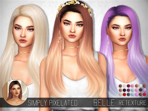The Sims Resource S Club S Belle Hair Retextured By Simplypixelated