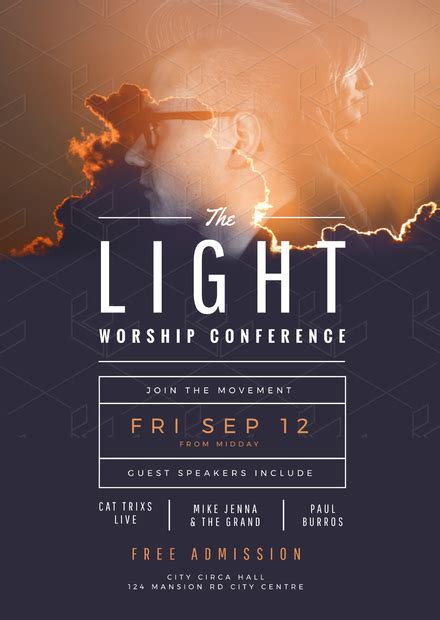 The Light Worship Conference Church Flyer Template Church Poster