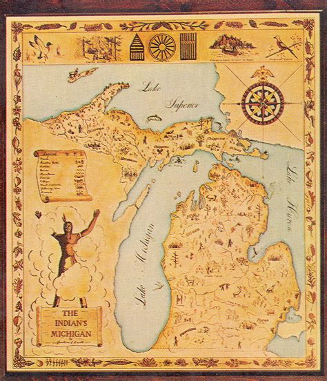 Traverse Mi Map Postcard Celebration Michigan Indian Tribe