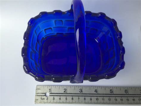 Vintage Cobalt Blue Glass Basket 1797922666