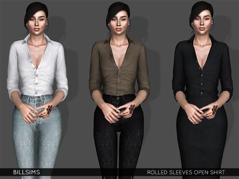 Simsway “rolled Sleeves Open Shirt Ts3 • New Mesh • All Lods And