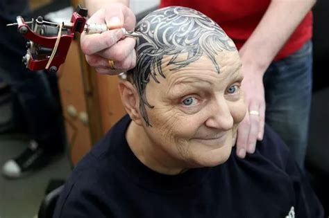 Fed Up Gran Ditches Her Wig For £720 Head Tattoo Daily Record