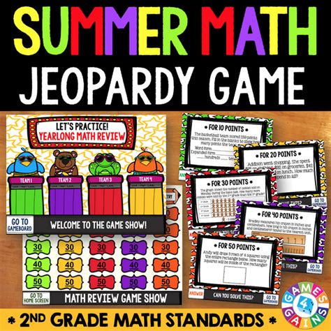 Jeopardy Math Review Game 2nd Grade Games 4 Gains