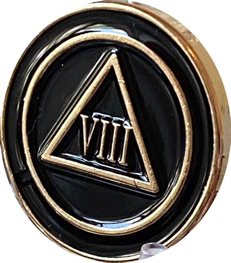 1 10 Year Aa Lapel Pin Black Gold Plated Circle Triangle Design No Y