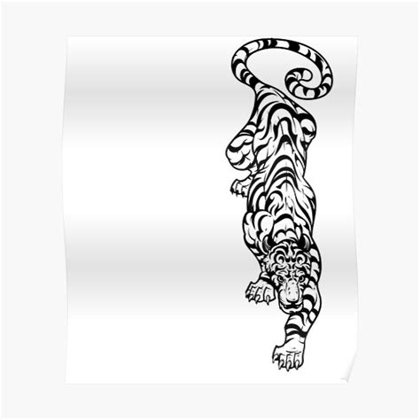 Jungle Tiger Vintage Tattoo Styled Wild Animal Illustration Poster By