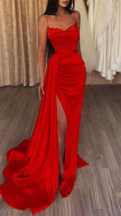 sweetheart red mermaid prom dress with train satin backless gown artofit