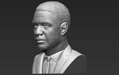 3d Printed Denzel Washington Bust Ready For Full Color 3d Printing By