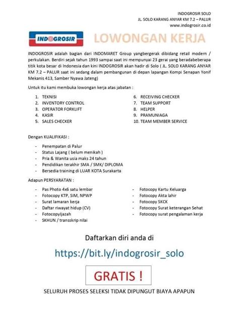 Perusahaan yang diminati oleh pencari kerja. Lowongan Kerja Indogrosir (Indomaret Group) Solo - Berbagai Posisi Kerja - Juni 2019 - JatengLoker