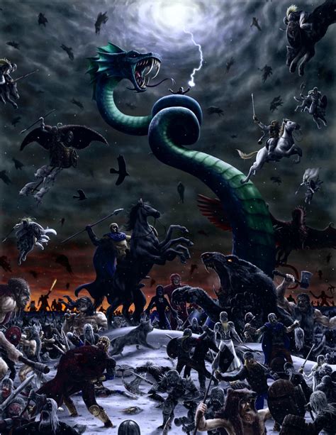 Ragnarök (gudarnas sista öde 2 eller makternas undergång) refererar inom nordisk mytologi till en serie händelser, inklusive en avgörande strid, som förutspås leda till jordens undergång. Mistérios Fantásticos: Ragnarök