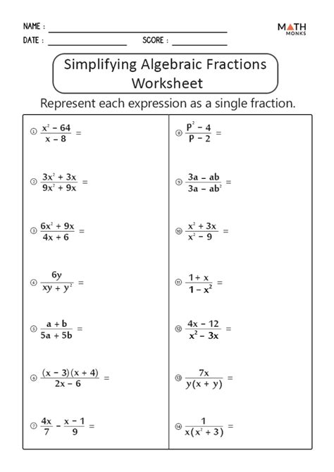 Simplifying Mixed Fractions Worksheet
