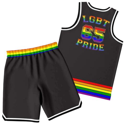 65 Mcmlxv Lgbt Gay Pride Rainbow Flag Basketball Jersey And Short Set