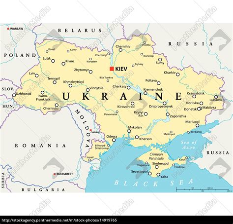 Ukraine Politische Karte Stockfoto Bildagentur Panthermedia