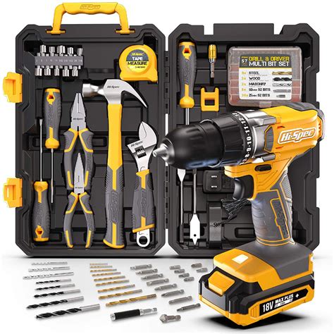 Hi Spec 80 Piece 18v Drill Driver And Home Garage Tool Kit Set Complete