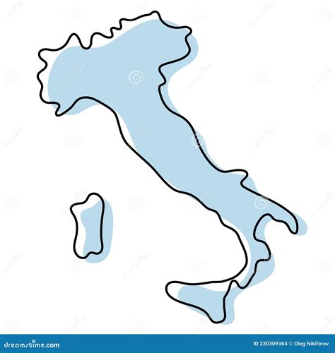Stylized Simple Outline Map Of Italy Icon Blue Sketch Map Of Italy