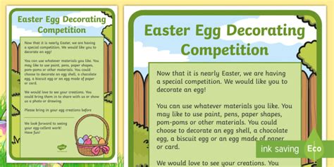 Editable Egg Decorating Competition Topic Hook Poster