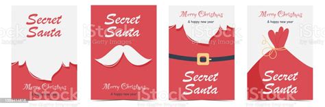 Secret Santa Claus Cards Set Stock Illustration Download Image Now