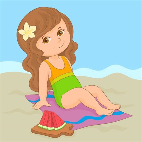 niña disfrutando de las vacaciones de verano en la playa con una jugosa