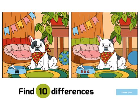 Cute Bulldog Find Differences Education Game For Children By Ksenya