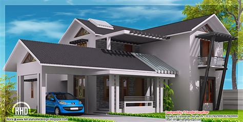 Modern Mix Sloping Roof Home Design Indian Home Decor