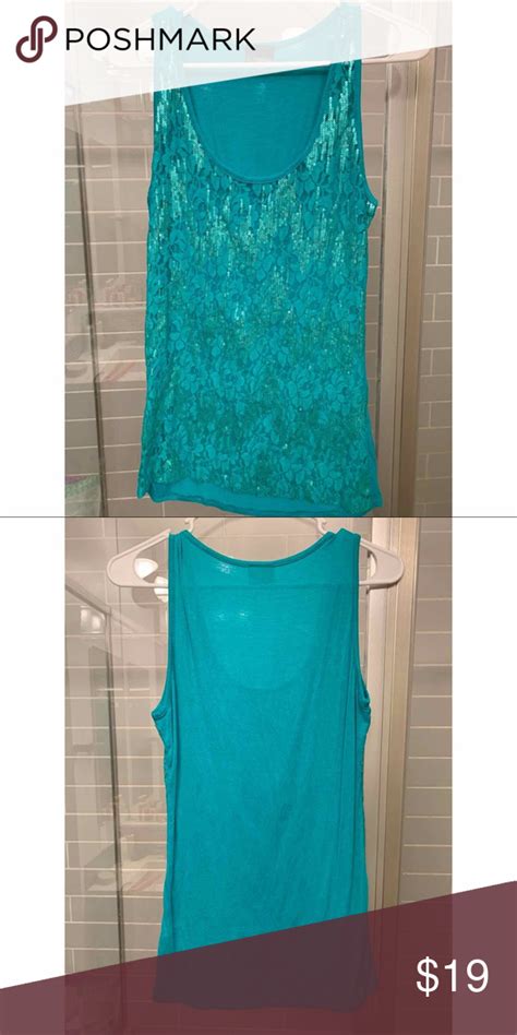 Turquoise Sequin Tank Top
