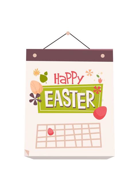 Happy Easter Spring Holiday Celebration Greeting Card With Calendar