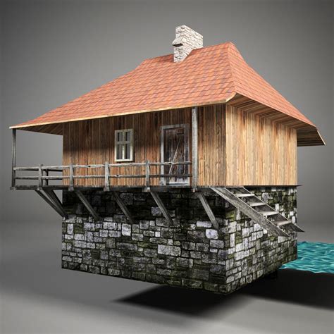 3D Model Water Mill VR AR Low Poly Animated CGTrader