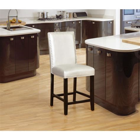 Find the latest home depot, inc. Stewart 24 in. Pearl White Upholstered Walnut Finish Wood ...