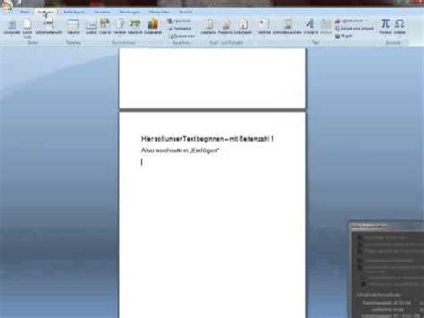 Klicken sie auf einfügen > seitenzahlen. Word 2007 Seitenzahlen einfügen ab Seite 3 - YouTube