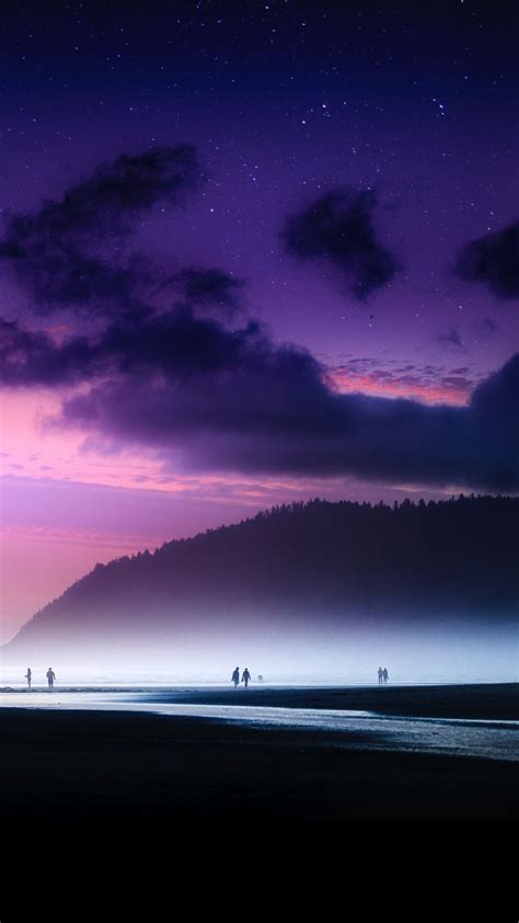 Beach, starry sky, fog, lovely and beautiful scenery wallpaper | Nature ...
