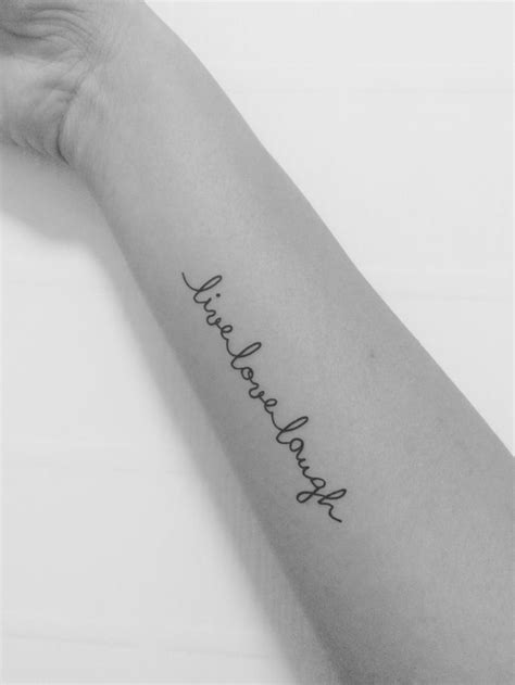 We offer the largest unique gallery of individual love life loyalty tattoo designs anywhere on the internet! Live Love Laugh | Love life tattoo, Inspirational tattoos ...