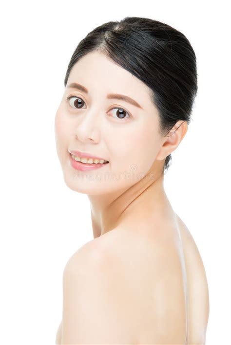 Smile Pretty Asian Woman With Beauty Makeup Face White Background